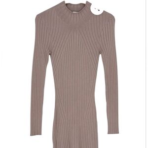 Abercrombie & Fitch Long Sleeve Mini Sweater Dress Size SP Mockneck Taupe Tan